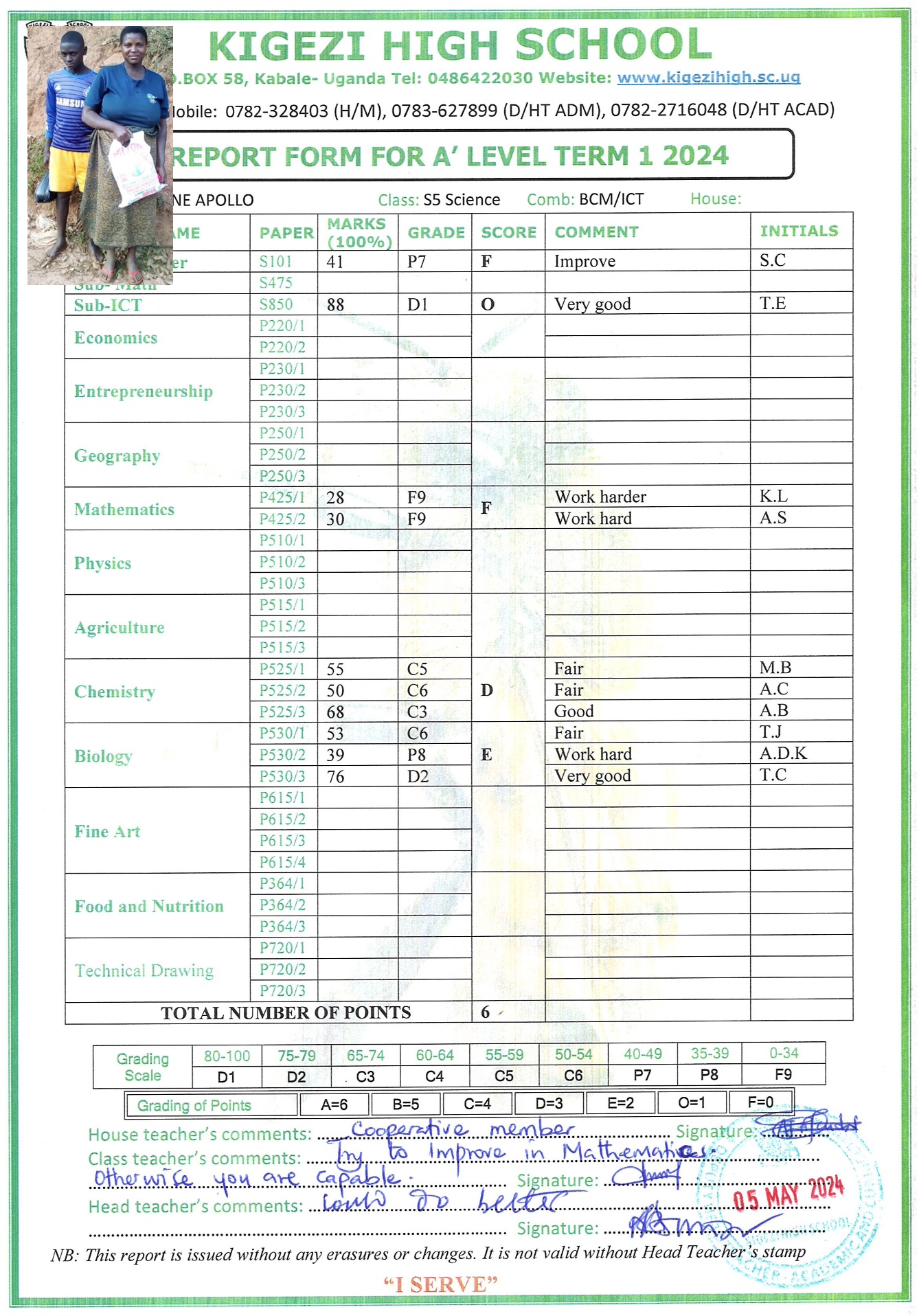 Apollo's school report - Apollo with his mother